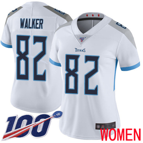 Tennessee Titans Limited White Women Delanie Walker Road Jersey NFL Football #82 100th Season Vapor Untouchable->women nfl jersey->Women Jersey